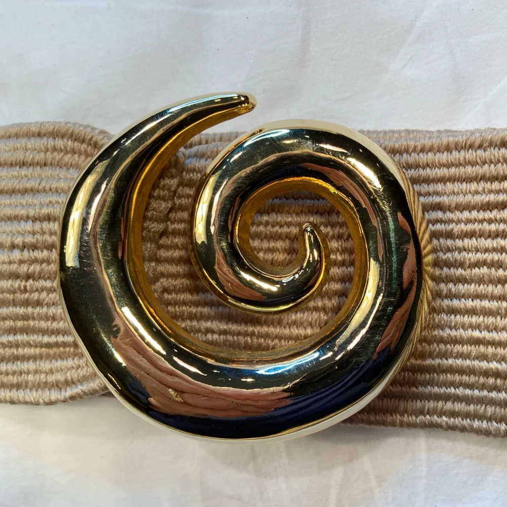 Vintage Gold‎ tone Swirl belt buckle and stretch belt